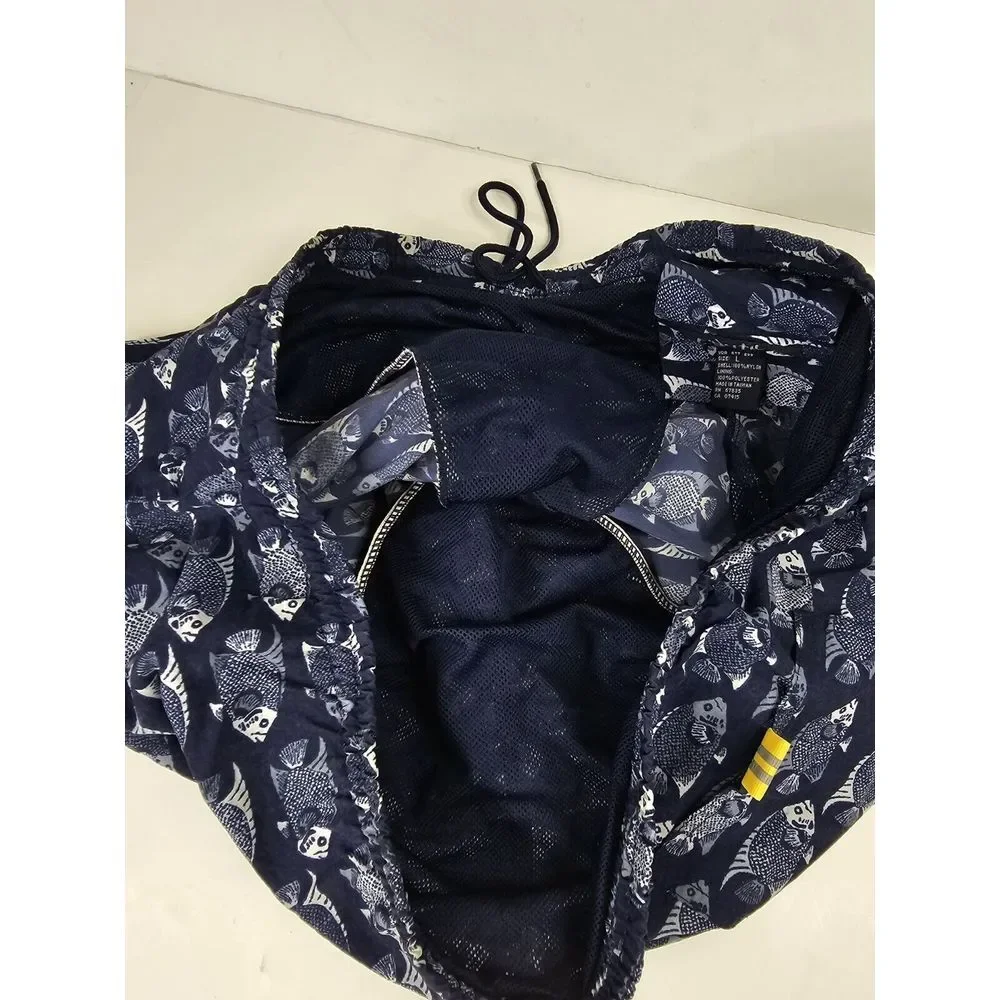 Nautica Men's Navy Blue White Fish Print Board Shorts Swim Trunks Sz‎ L Fishing